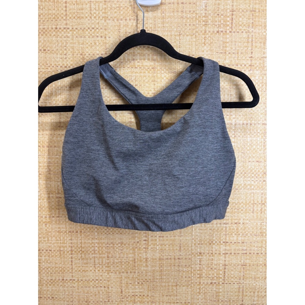 Athleta Ultimate Bra D-DD+ Heathered Grey Racerback Sports Bra Large High Impact